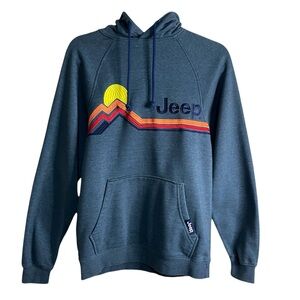 Jeep Women’s Blue Hooded Sweatshirt with Sunset Stripe Size Small